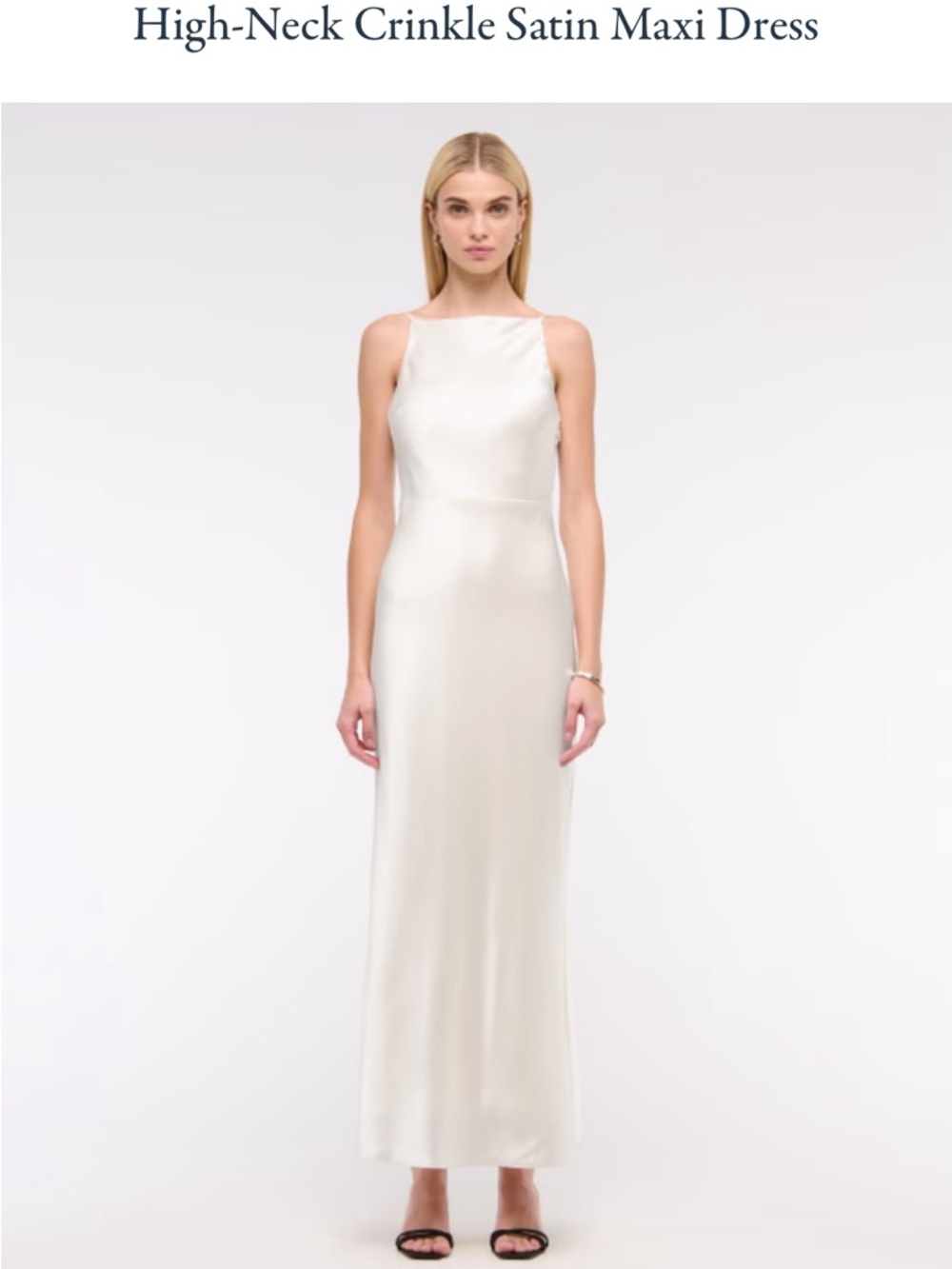 Abercrombie & Fitch Satin High-Neck Maxi Dress - Ivory